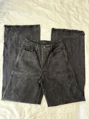 Good American Charcoal High-Rise Wide Leg Jeans